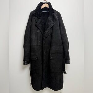 Polo by Ralph Lauren One-of-One Shearling-Lined Suede Coat — Black — Size M